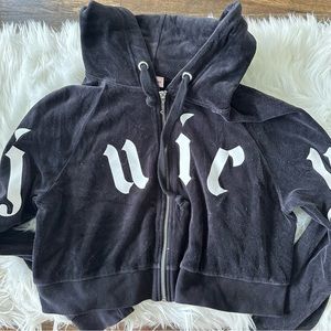JUICY COUTURE • Vintage Black Velour Zip-Up Hoodie